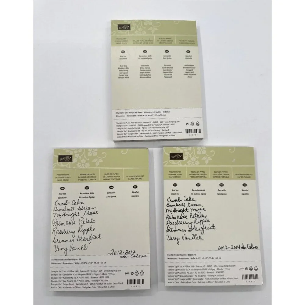 Stampin Up! Moonlight & Print Poetry Designer Series Paper Stacks Lot of 3 Packs